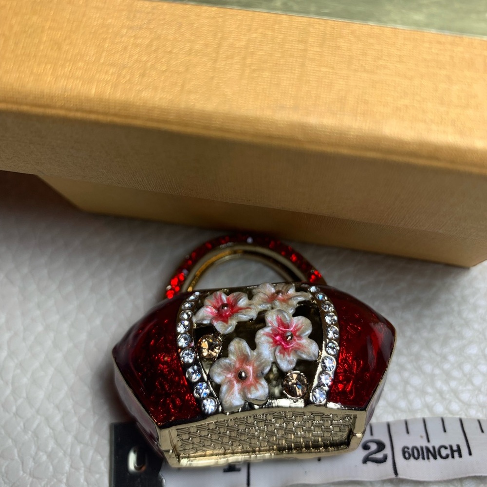 Shalimar Swarovski Red Crystal Floral Handbag trinket. - Picture 2 of 6